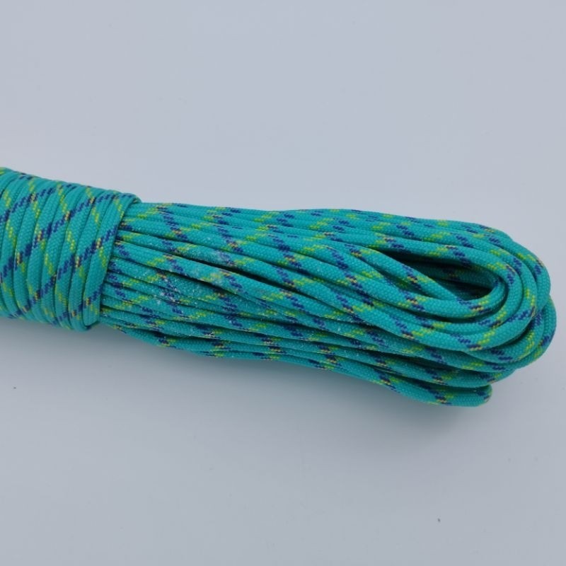 550 Paracord 100ft (30m) Yellow and Green Patterns - 4mm - 7 strand - SG Stock
