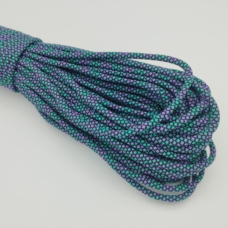550 Paracord 100ft (30m) Yellow and Green Patterns - 4mm - 7 strand - SG Stock