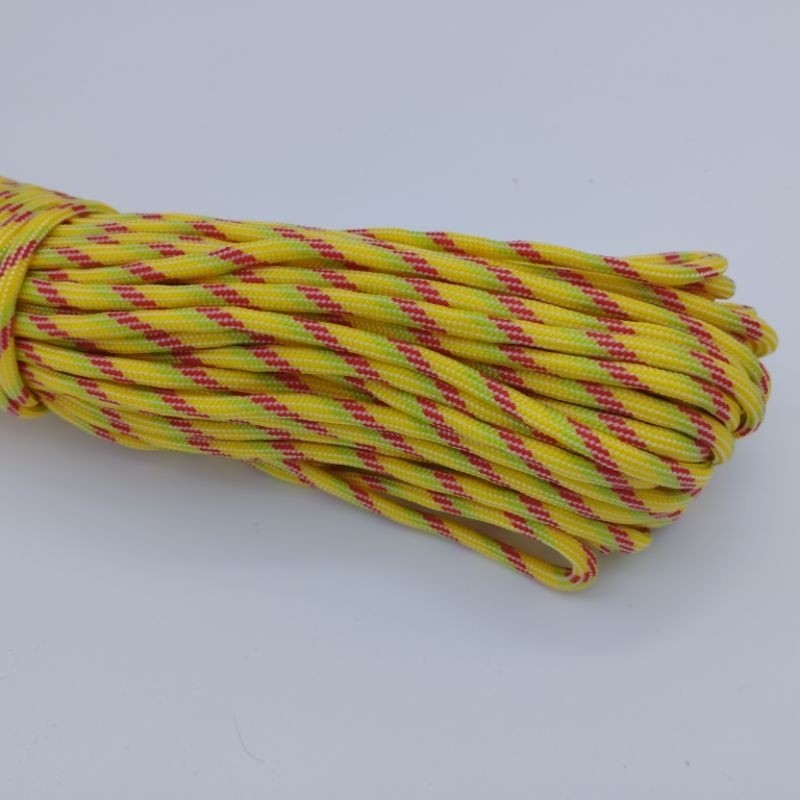 550 Paracord 100ft (30m) Yellow and Green Patterns - 4mm - 7 strand - SG Stock