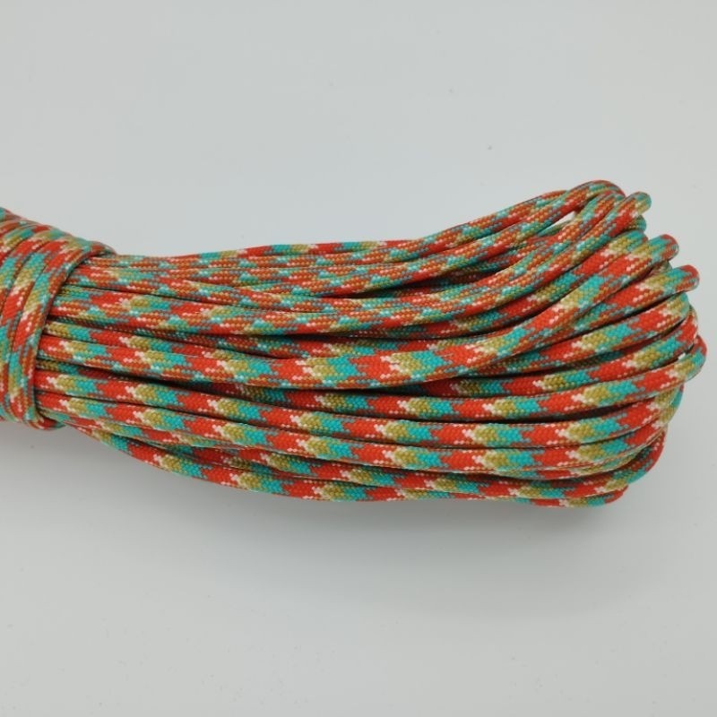 550 Paracord 100ft Patterns - Red & Orange - 4mm - 7 strand - China Cord - SG Stock - String