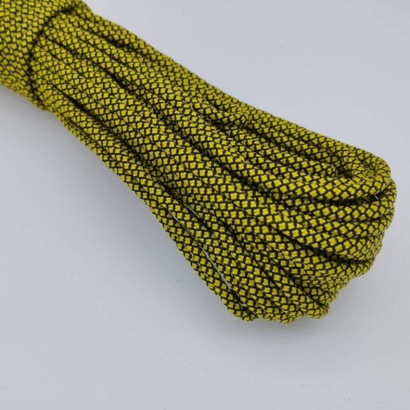 550 Paracord 100ft (30m) Yellow and Green Patterns - 4mm - 7 strand - SG Stock