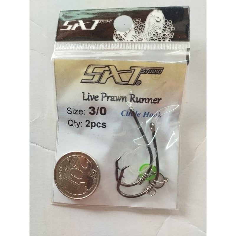 Salt Studio Live Prawn Runner Circle Hook Size 1/0 to 4/0 (Pack of 2)