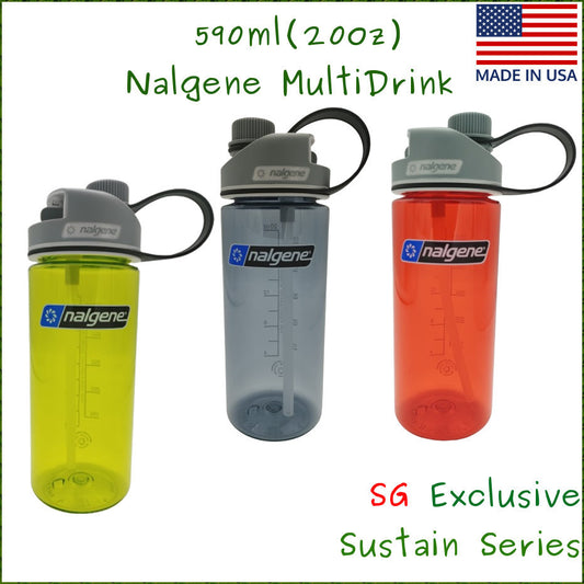 Nalgene MultiDrink Water Bottle 590ml / 20oz - Inbuilt Straw