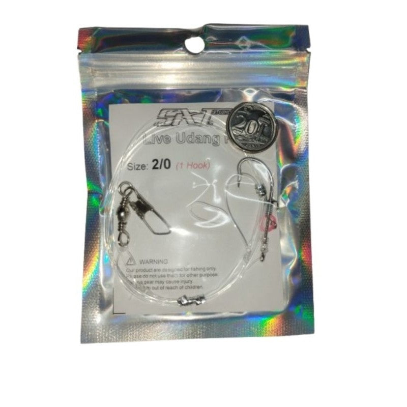Live Prawn Runner Pre-tied Rig Hook Size 1/0 to 3/0 (Single Rig)
