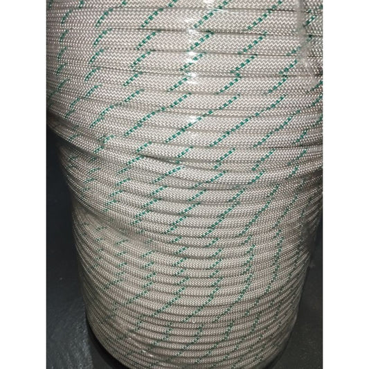Atwood Utility Cord 9.5mm (3/8") - Made in USA - Sold by the Meter - White w Teal Tracer - 544kg Tensile Strength