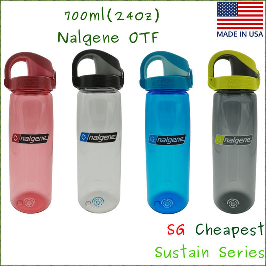 Nalgene On The Fly (OTF) 700ml / 24oz Sustain Narrow Profile Bottle, Made in USA, Drinking Spout in Cap