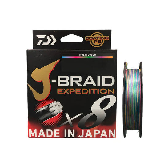Daiwa J-Braid Expedition 8x - Multi-Colour Braided Line 300m (8lb 10lb 15lb 20lb 30lb 40lb 50lb 60lb) Made in Japan