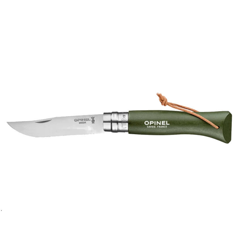 Opinel No 8 Bushwhacker Knives Coloured - Dark Brown, Khaki, Red