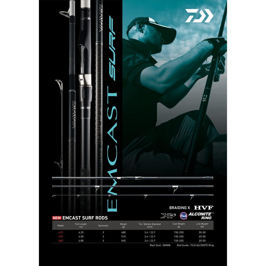 Daiwa Emcast Surf 480 15ft 5in 3-piece Spinning Rod for Surfcasting