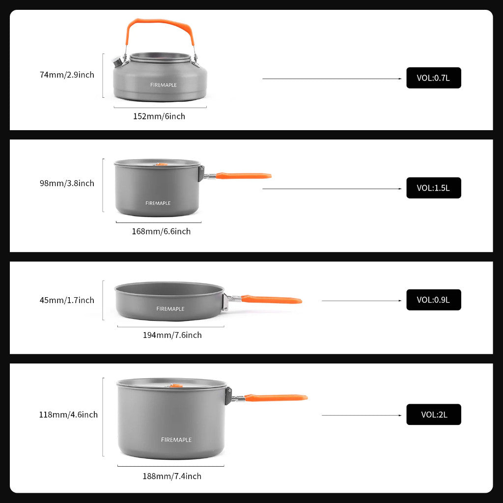 Firemaple Feast 4 Aluminum Family Camping Cookware