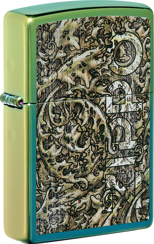Zippo Logo Design Teal Lighter 49416