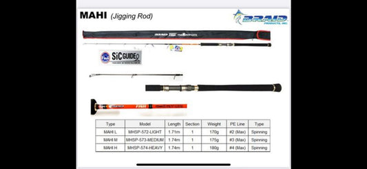 Braid Products Mahi Jigging Rod L & H 1-pc Spinning