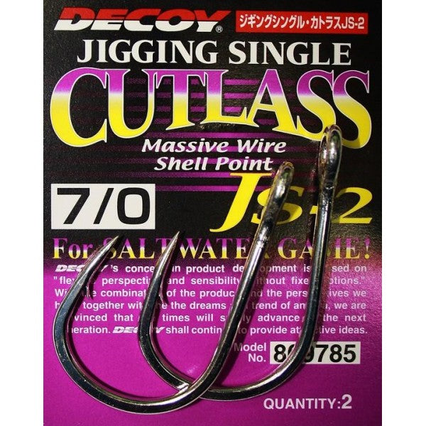 Decoy Jigging Single Cutlass Hooks JS-2 (Sz 4/0-7/0)