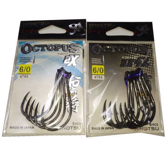 Hinotsu Octopus Hooks Sz 1/0 to 7/0