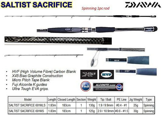 Daiwa Saltist Sacrifice Micro Jigging Spin Rod PE 0.4-1