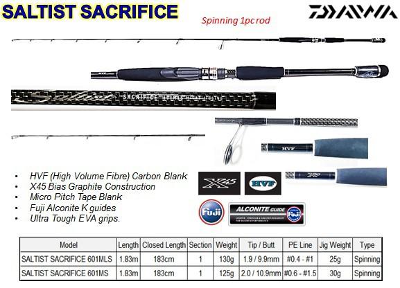 Daiwa Saltist Sacrifice Micro Jigging Spin Rod PE 0.4-1